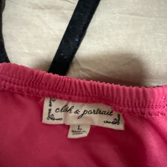 Cloth & Portrait Pink Tiered Ruffle Dress Short Sleeve Lined Size L - Picture 3 of 5